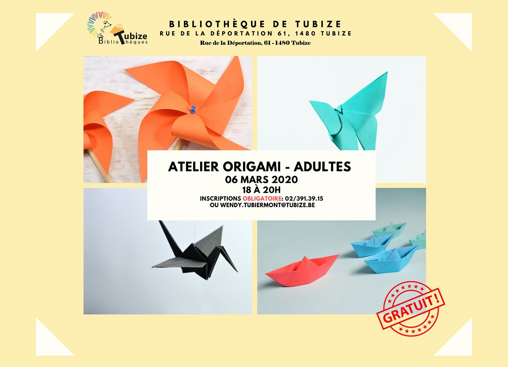 Atelier origami le vendredi 6 mars