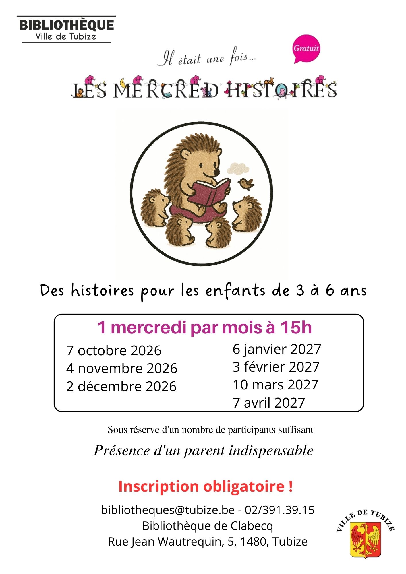 Programme 2026-2027 des Mercred'Histoires